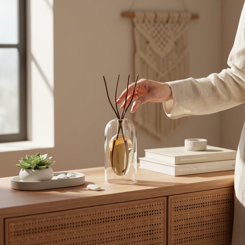 Blown Glass & Rattan Essential Oil Aromatherapy Diffuser